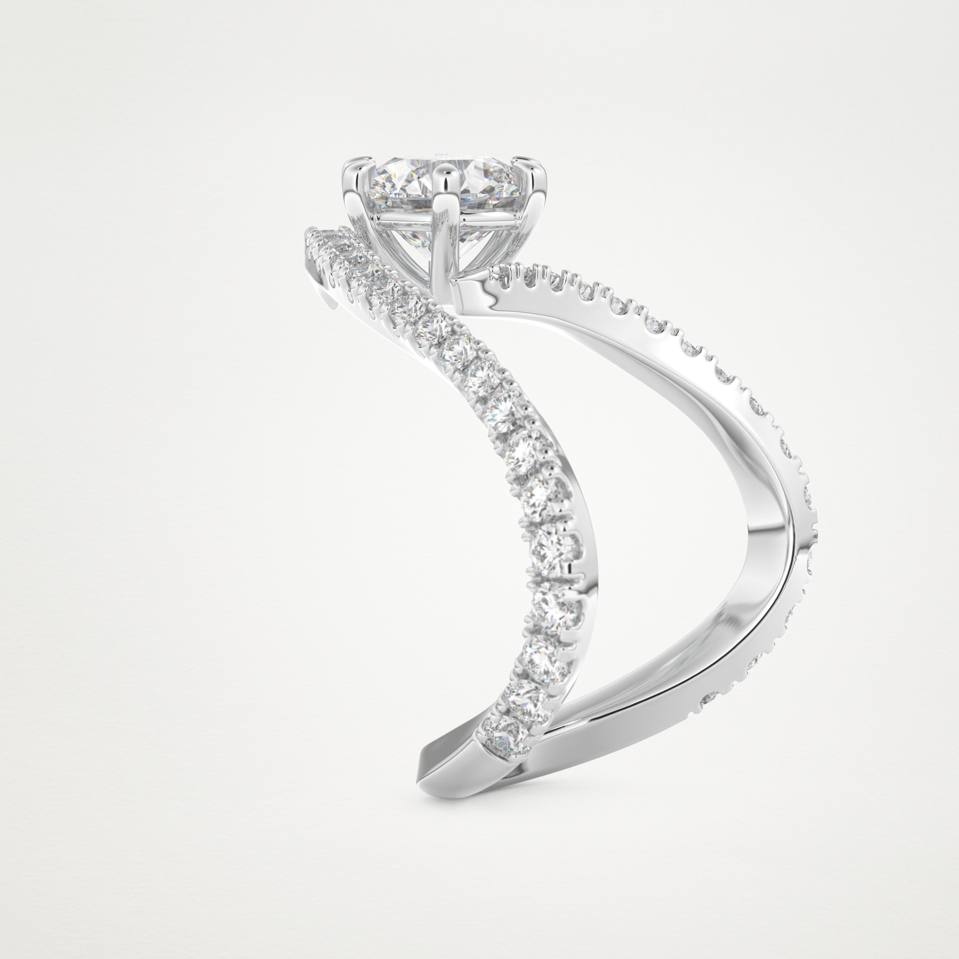 Emerald Pave Curved Shank Lab Grown Diamond Engagement Ring