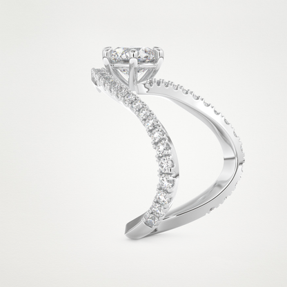 Emerald Pave Curved Shank Lab Grown Diamond Engagement Ring