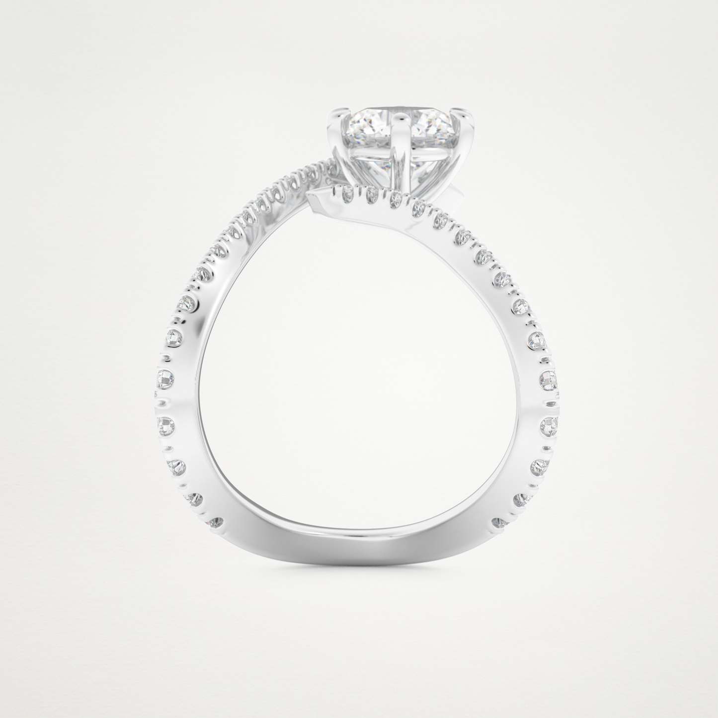 Emerald Pave Curved Shank Lab Grown Diamond Engagement Ring