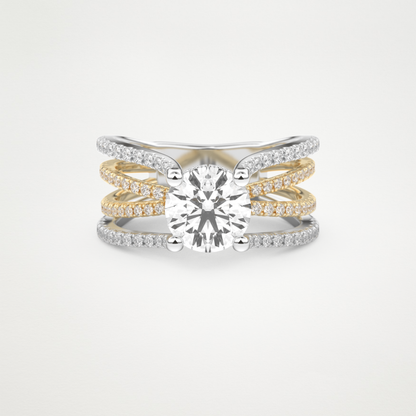 Round Split Shank Pave Lab Grown Diamond Engagement Ring
