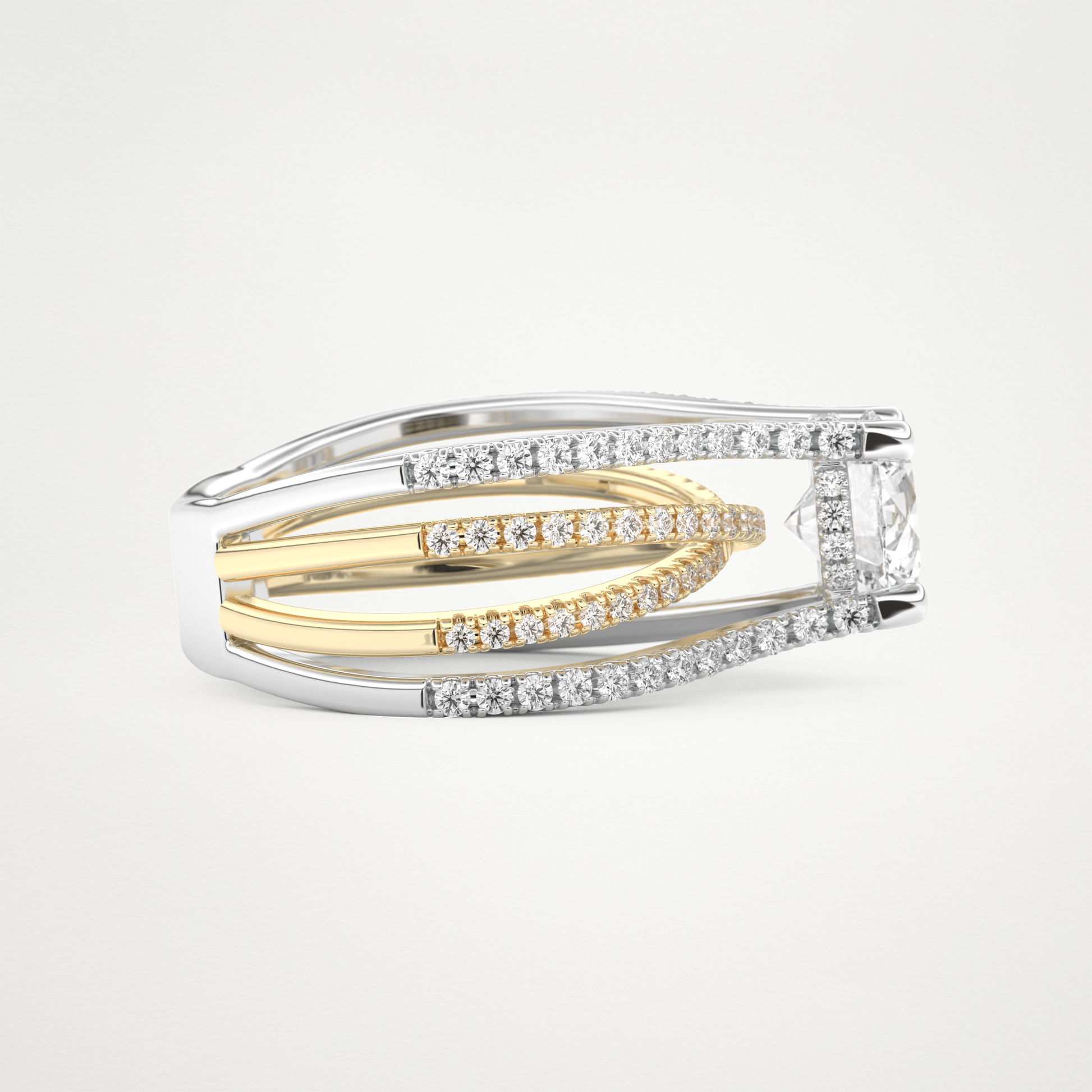Round Split Shank Pave Lab Grown Diamond Engagement Ring