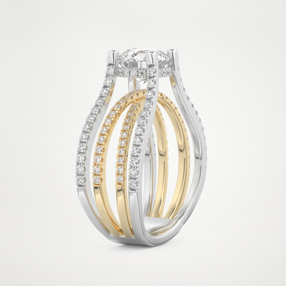 Round Split Shank Pave Lab Grown Diamond Engagement Ring
