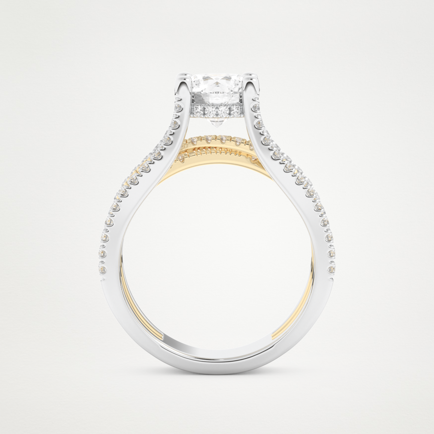 Round Split Shank Pave Lab Grown Diamond Engagement Ring