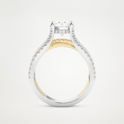 Round Split Shank Pave Lab Grown Diamond Engagement Ring