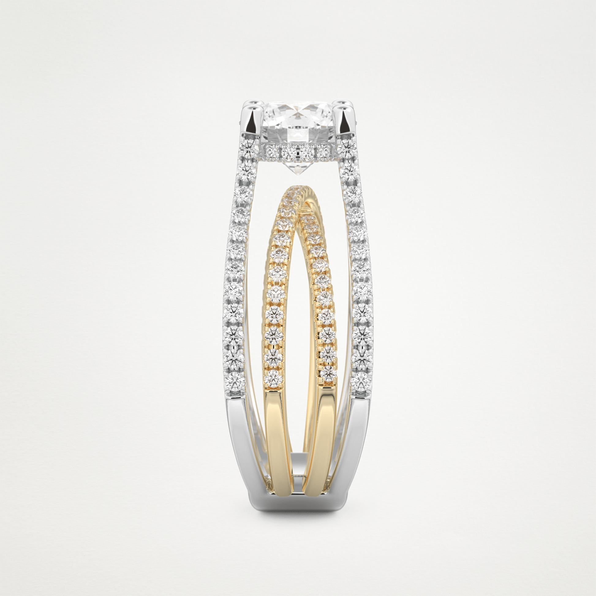 Round Split Shank Pave Lab Grown Diamond Engagement Ring