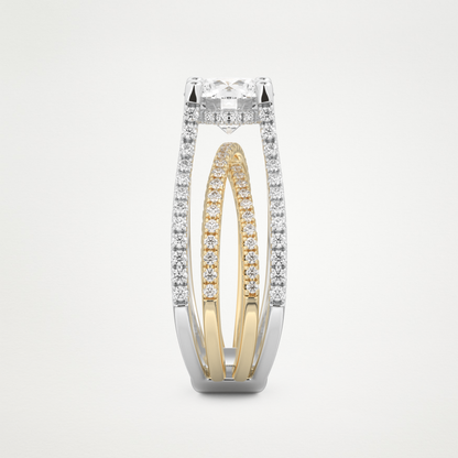 Round Split Shank Pave Lab Grown Diamond Engagement Ring