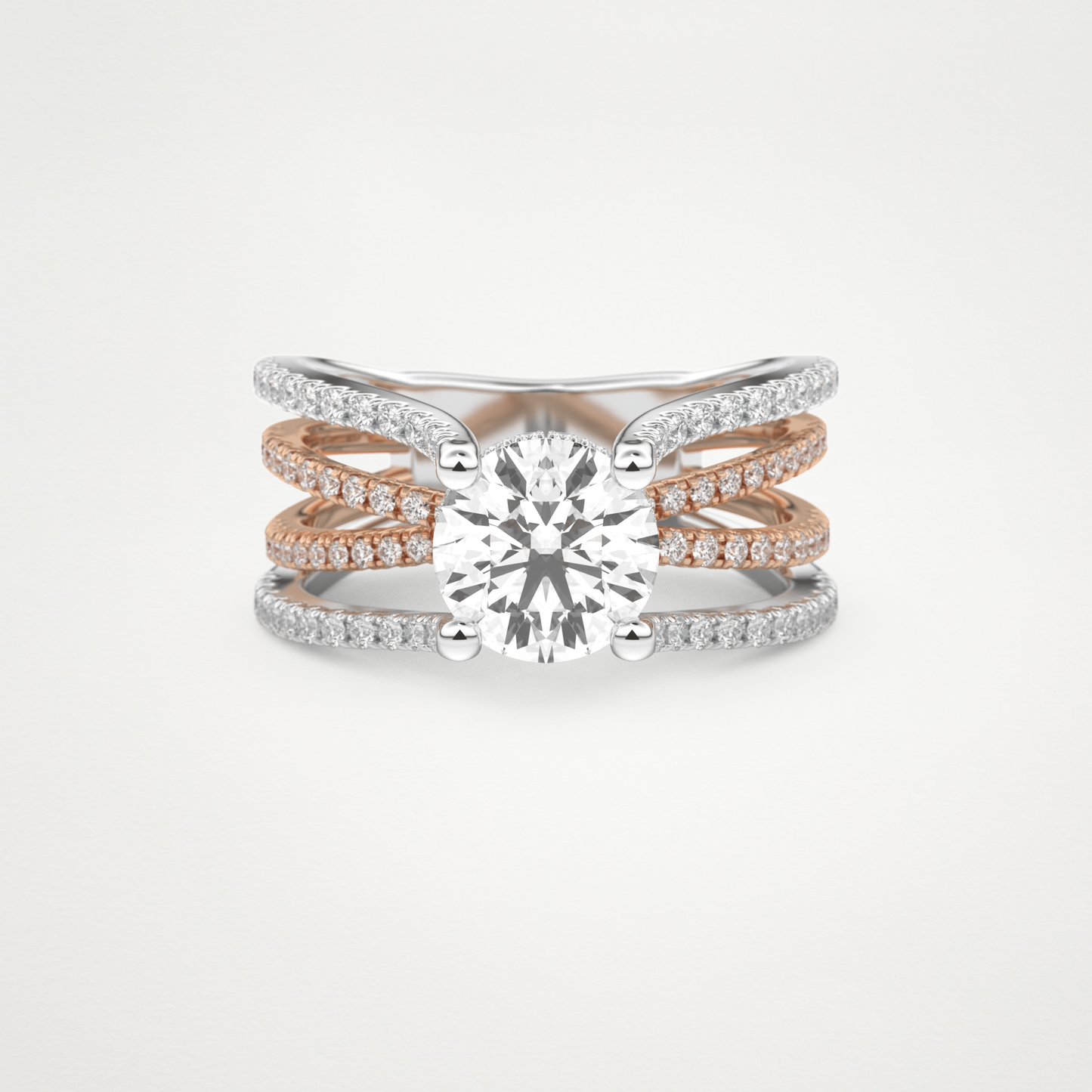 Round Split Shank Pave Lab Grown Diamond Engagement Ring