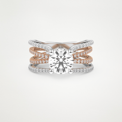 Round Split Shank Pave Lab Grown Diamond Engagement Ring