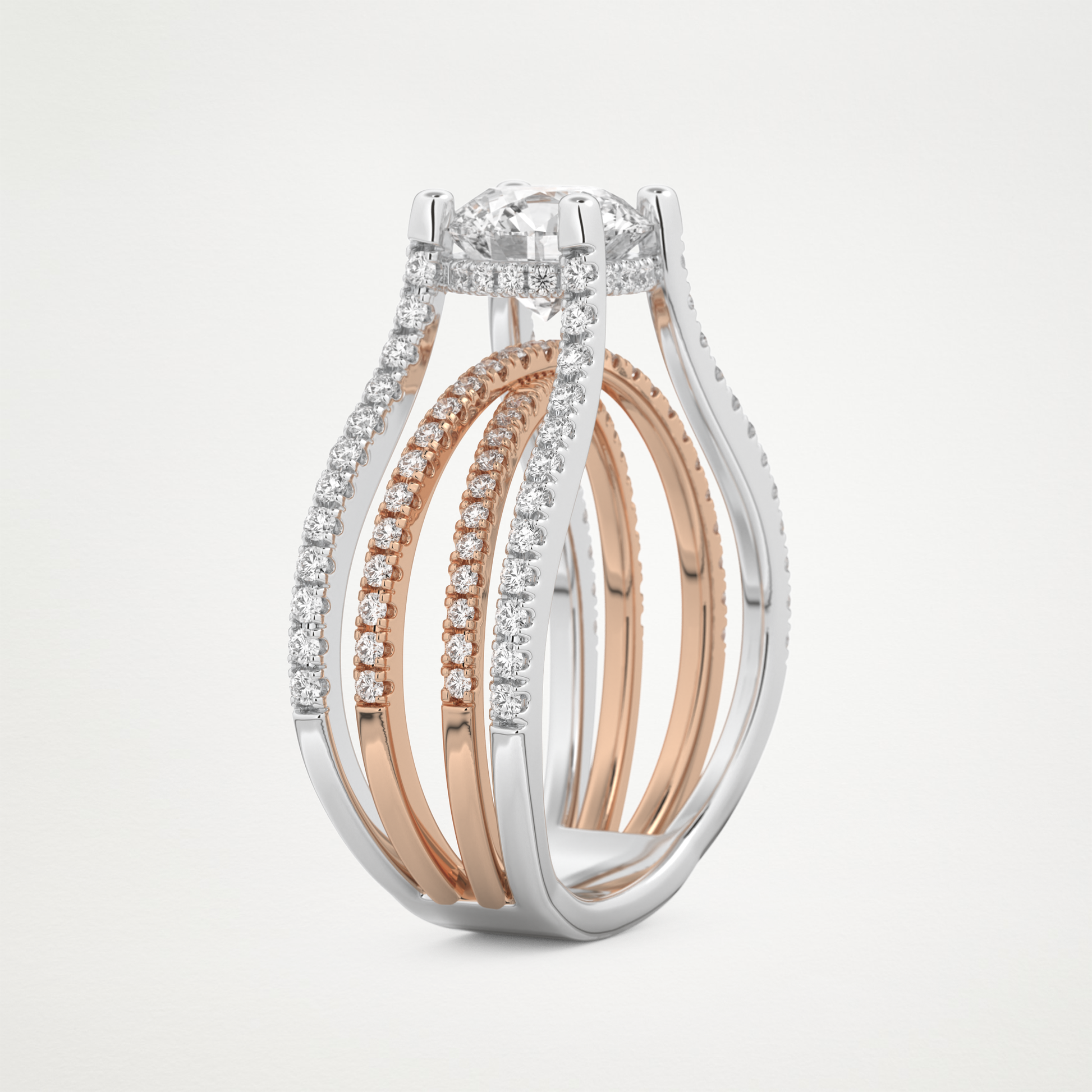 Round Split Shank Pave Lab Grown Diamond Engagement Ring