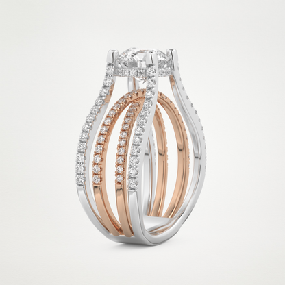 Round Split Shank Pave Lab Grown Diamond Engagement Ring
