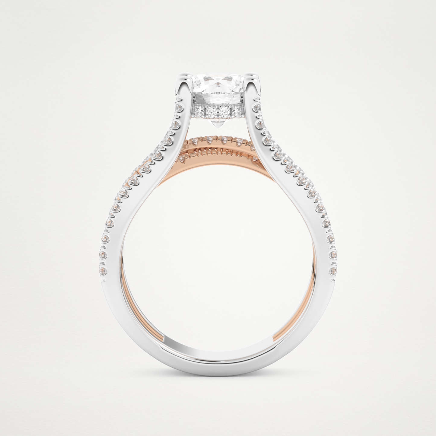 Round Split Shank Pave Lab Grown Diamond Engagement Ring