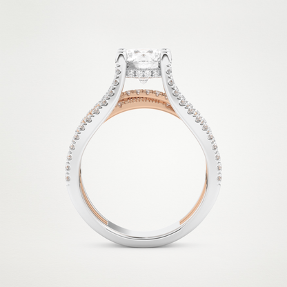 Round Split Shank Pave Lab Grown Diamond Engagement Ring