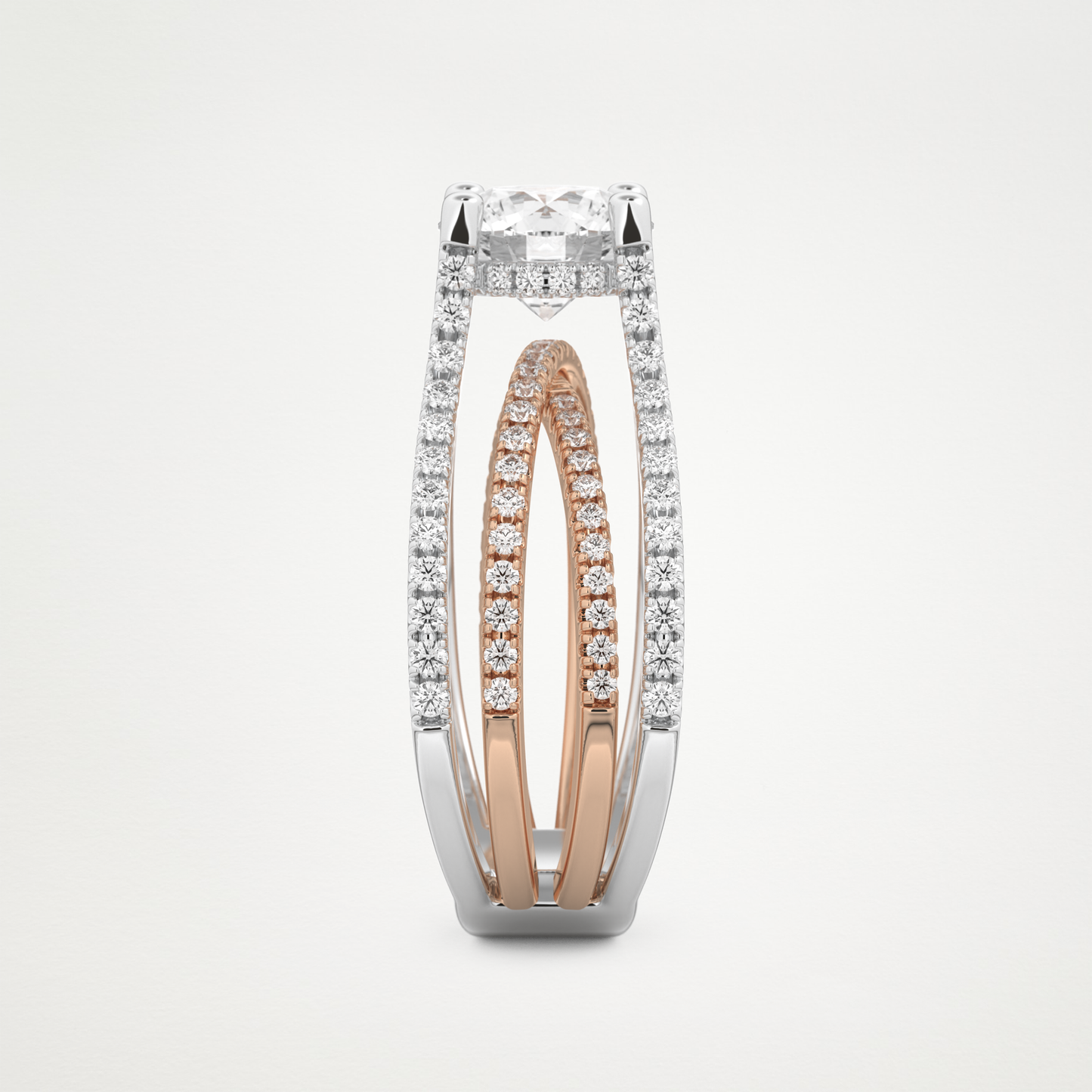 Round Split Shank Pave Lab Grown Diamond Engagement Ring