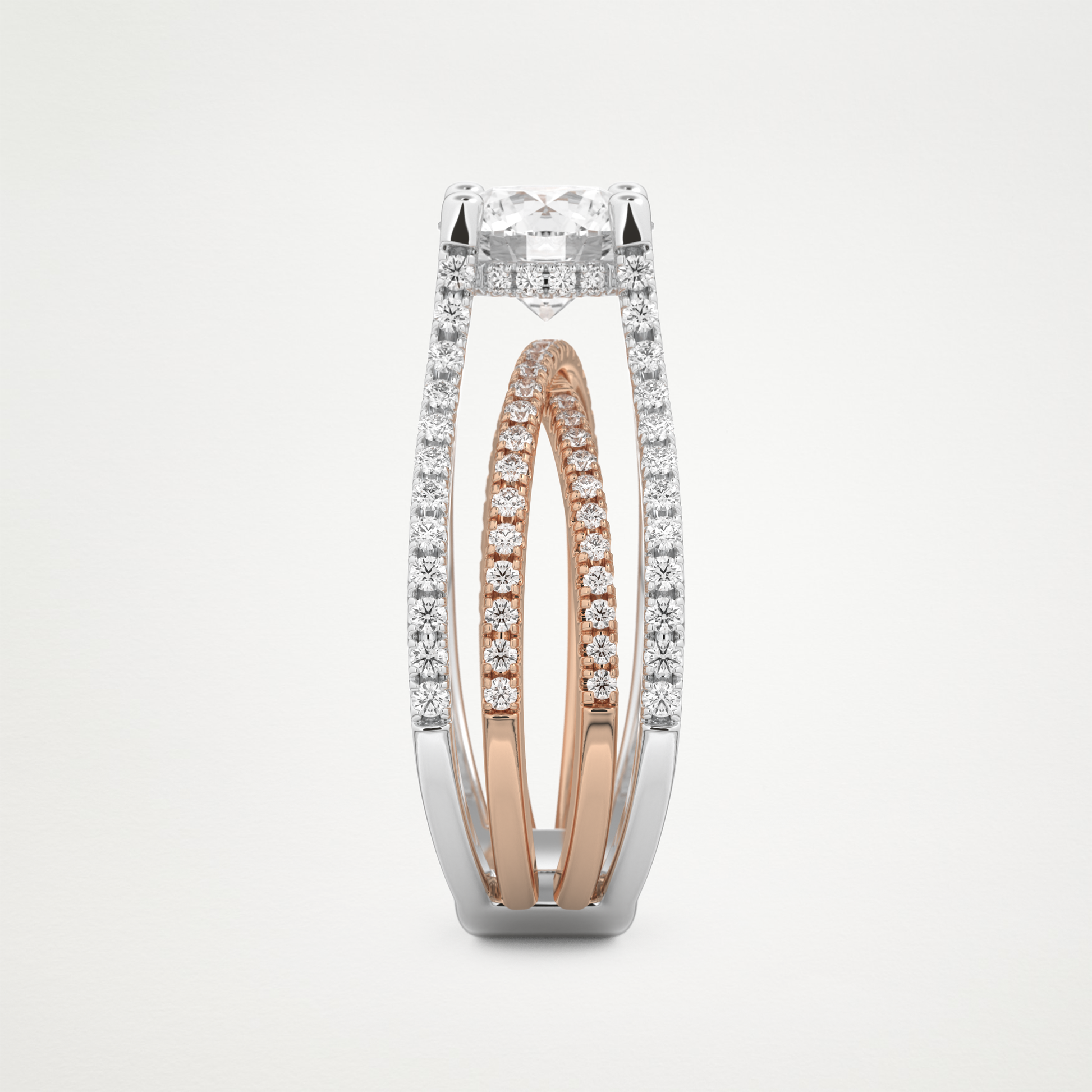 Round Split Shank Pave Lab Grown Diamond Engagement Ring