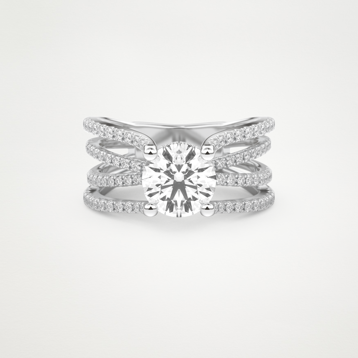 Round Split Shank Pave Lab Grown Diamond Engagement Ring
