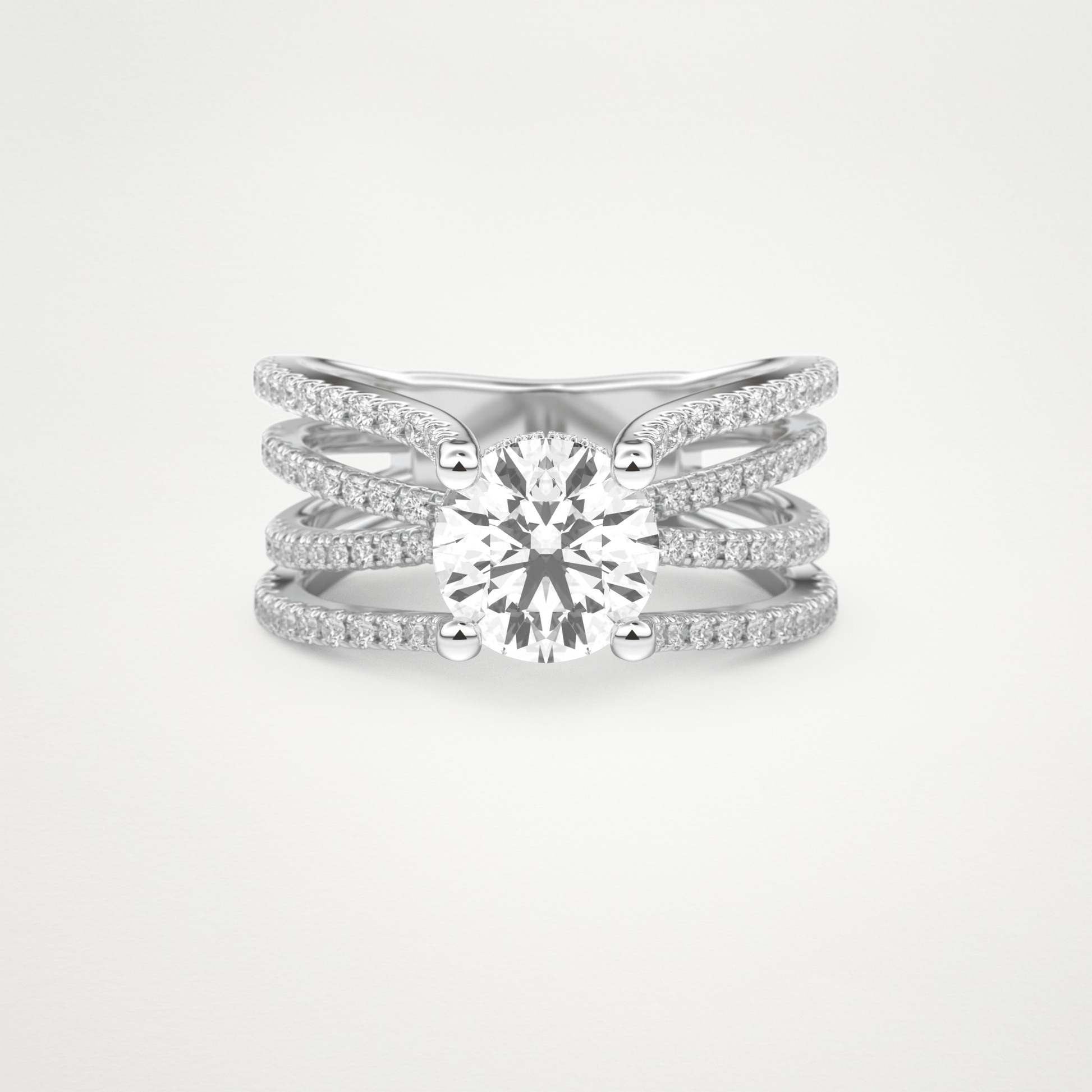 Round Split Shank Pave Lab Grown Diamond Engagement Ring