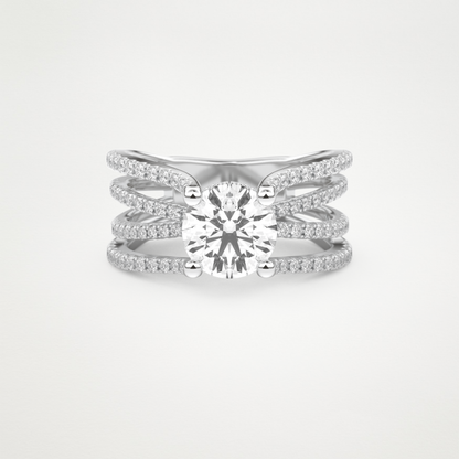 Round Split Shank Pave Lab Grown Diamond Engagement Ring