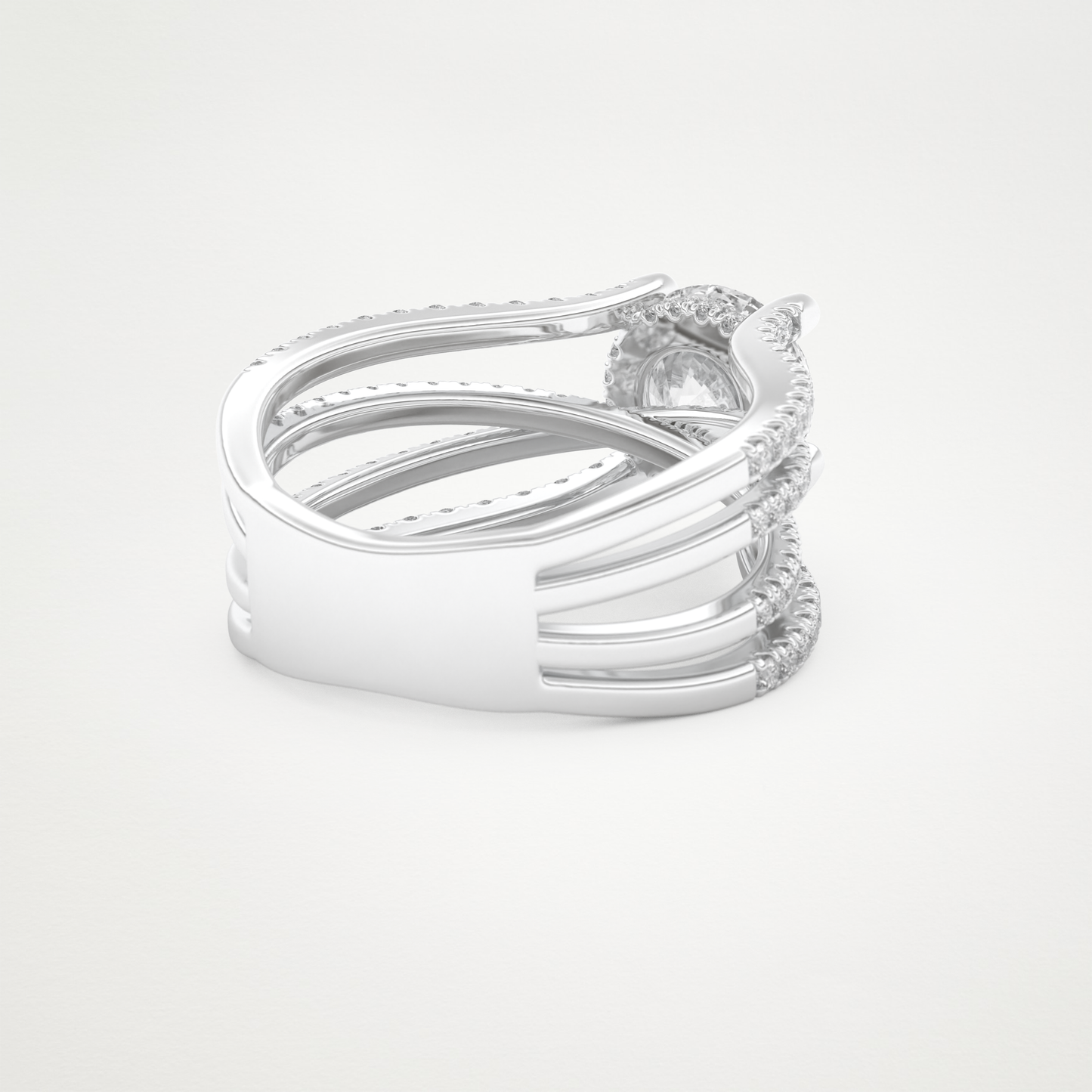 Round Split Shank Pave Lab Grown Diamond Engagement Ring