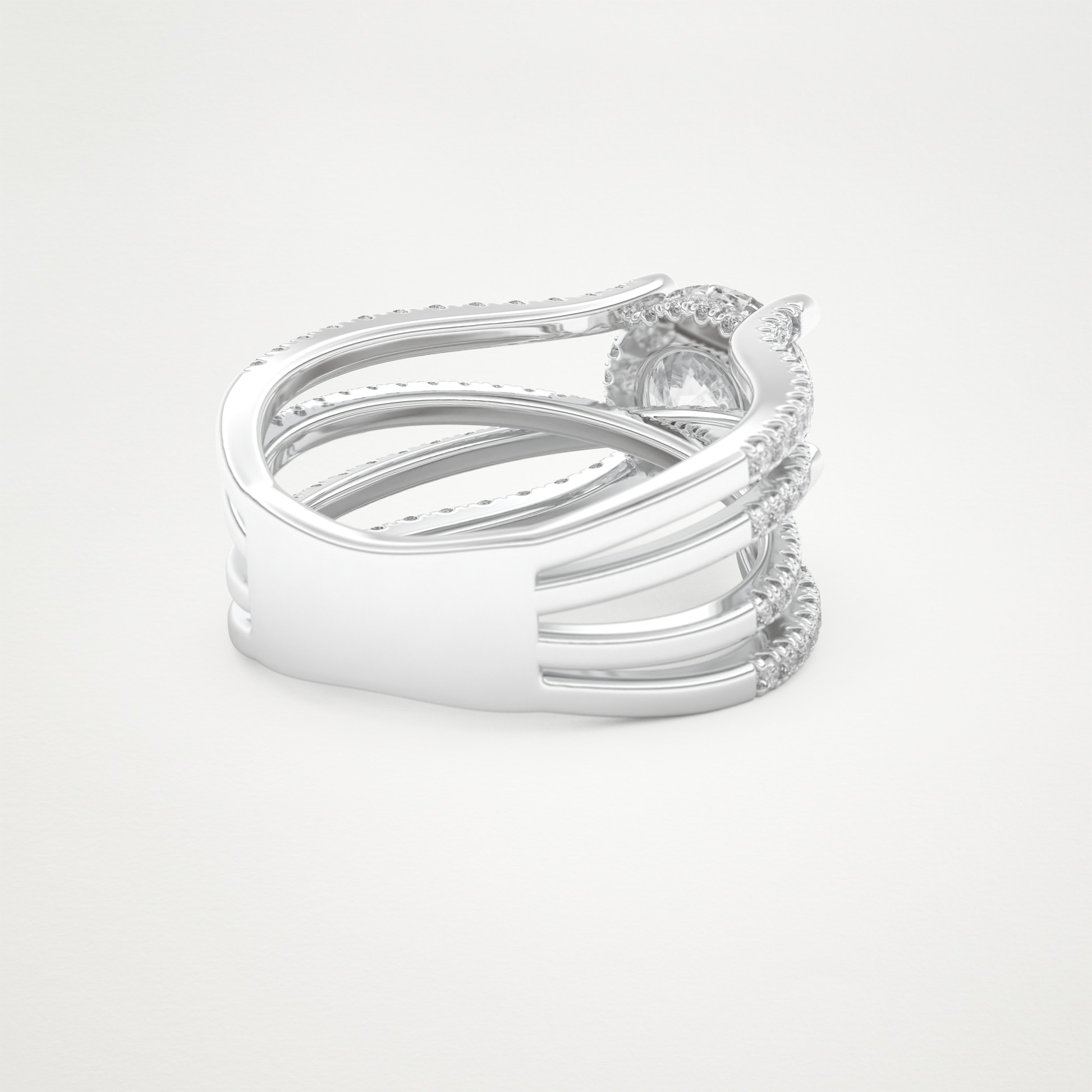 Round Split Shank Pave Lab Grown Diamond Engagement Ring