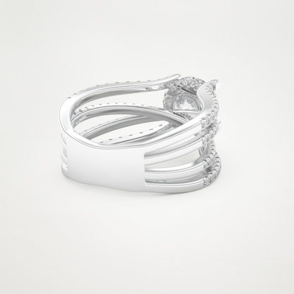 Round Split Shank Pave Lab Grown Diamond Engagement Ring