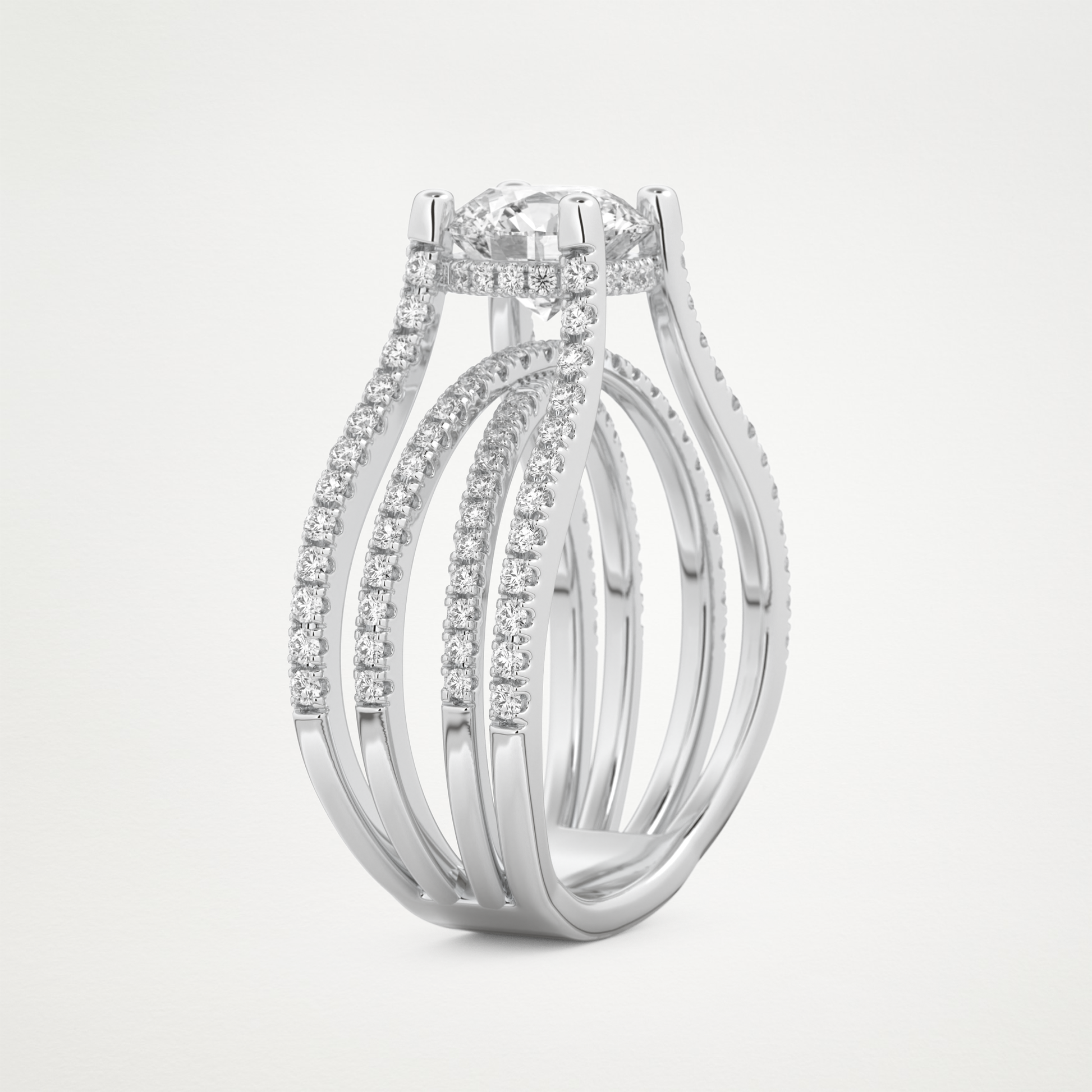 Round Split Shank Pave Lab Grown Diamond Engagement Ring