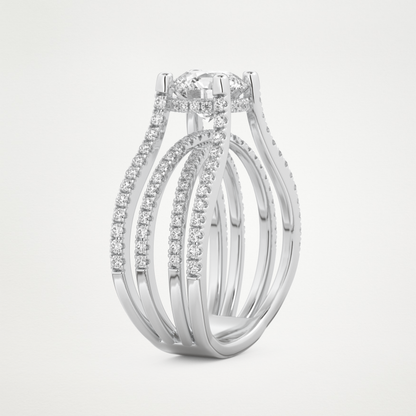 Round Split Shank Pave Lab Grown Diamond Engagement Ring