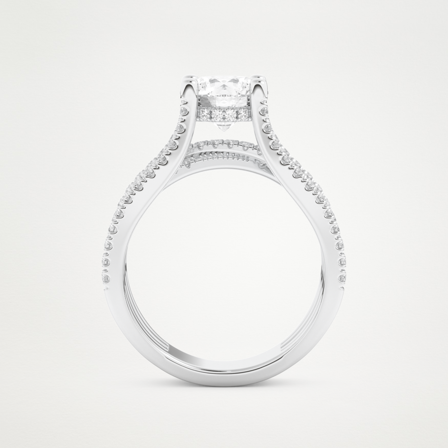 Round Split Shank Pave Lab Grown Diamond Engagement Ring