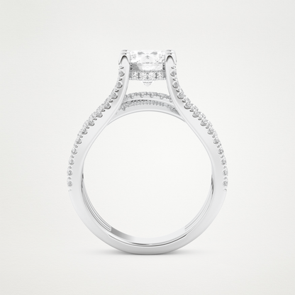 Round Split Shank Pave Lab Grown Diamond Engagement Ring