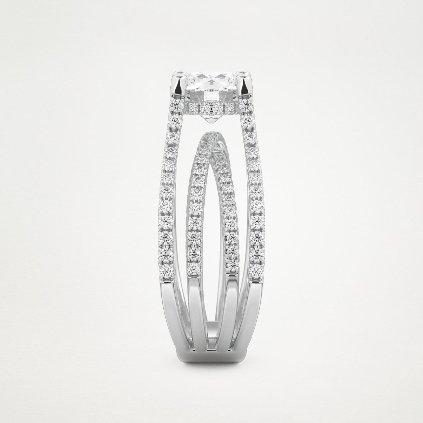 Round Split Shank Pave Lab Grown Diamond Engagement Ring