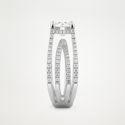 Round Split Shank Pave Lab Grown Diamond Engagement Ring