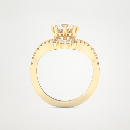 Round Cluster V Shaped Lab Grown Diamond Engagement Ring