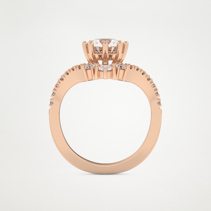 Round Cluster V Shaped Lab Grown Diamond Engagement Ring