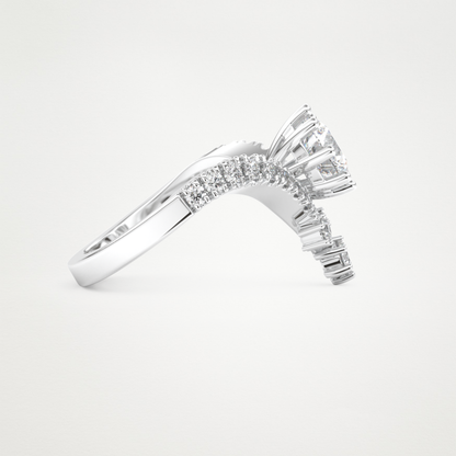 Round Cluster V Shaped Lab Grown Diamond Engagement Ring