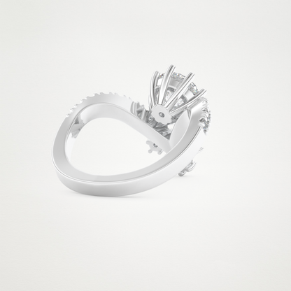 Round Cluster V Shaped Lab Grown Diamond Engagement Ring