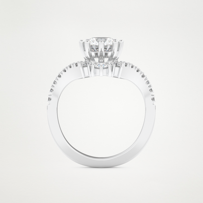 Round Cluster V Shaped Lab Grown Diamond Engagement Ring