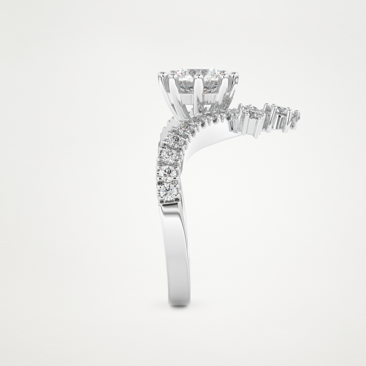 Round Cluster V Shaped Lab Grown Diamond Engagement Ring