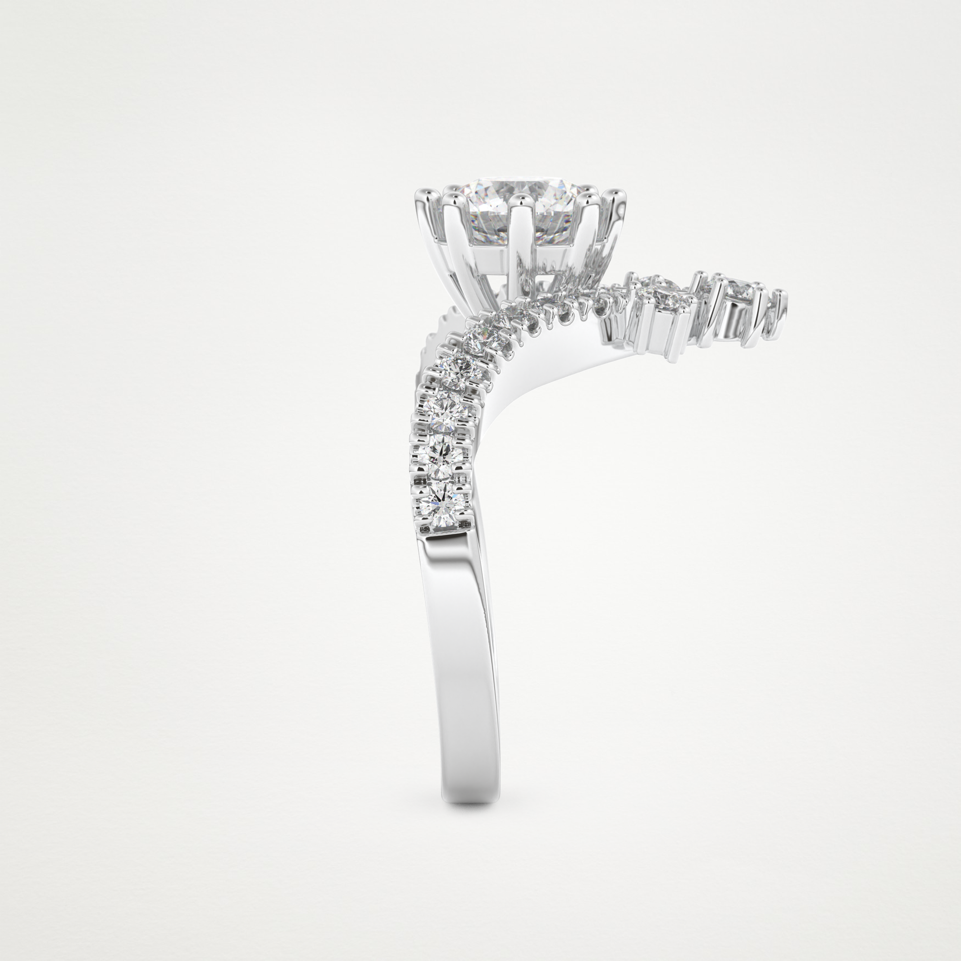 Round Cluster V Shaped Lab Grown Diamond Engagement Ring