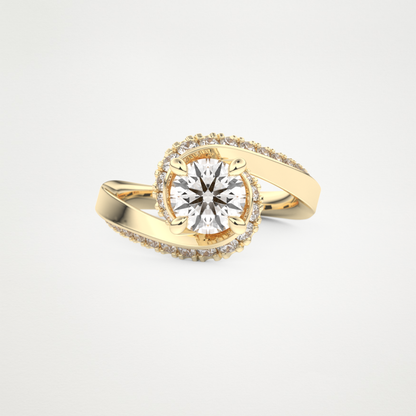 Round Swirl Pave Lab Grown Diamond Engagement Ring