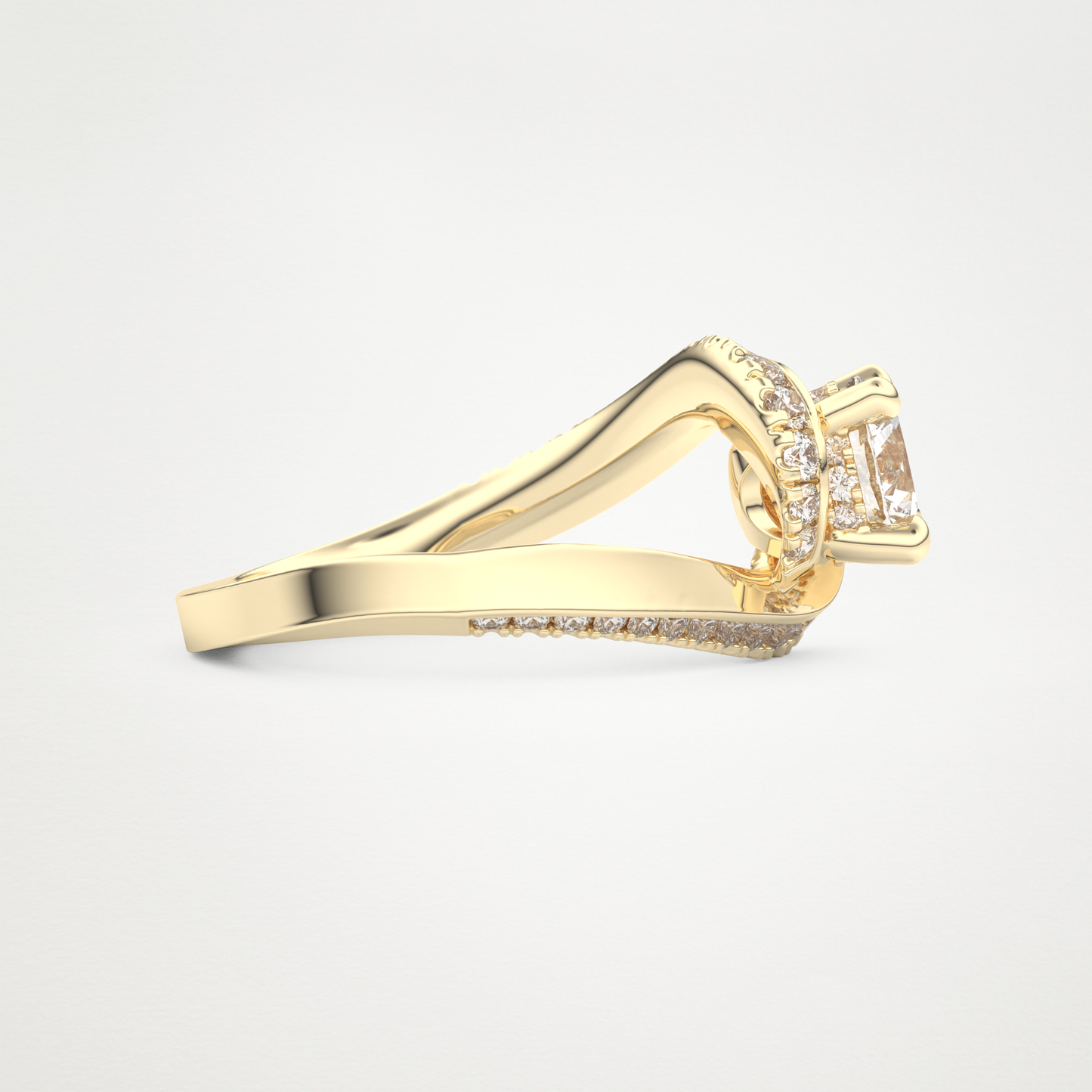 Round Swirl Pave Lab Grown Diamond Engagement Ring