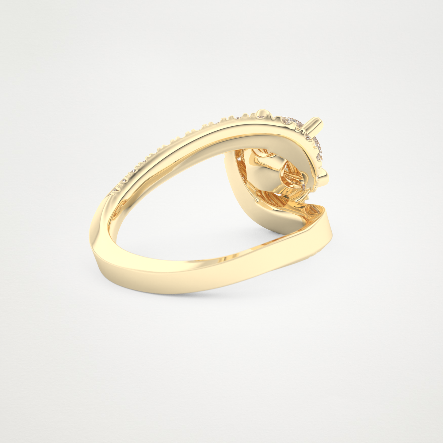 Round Swirl Pave Lab Grown Diamond Engagement Ring