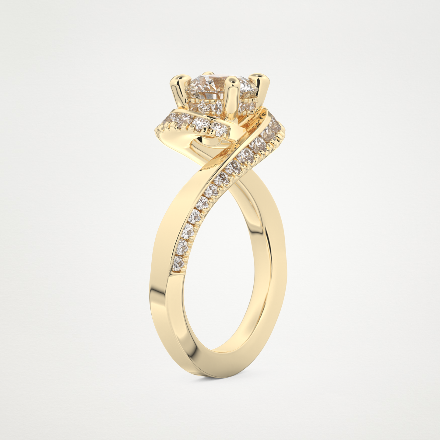 Round Swirl Pave Lab Grown Diamond Engagement Ring