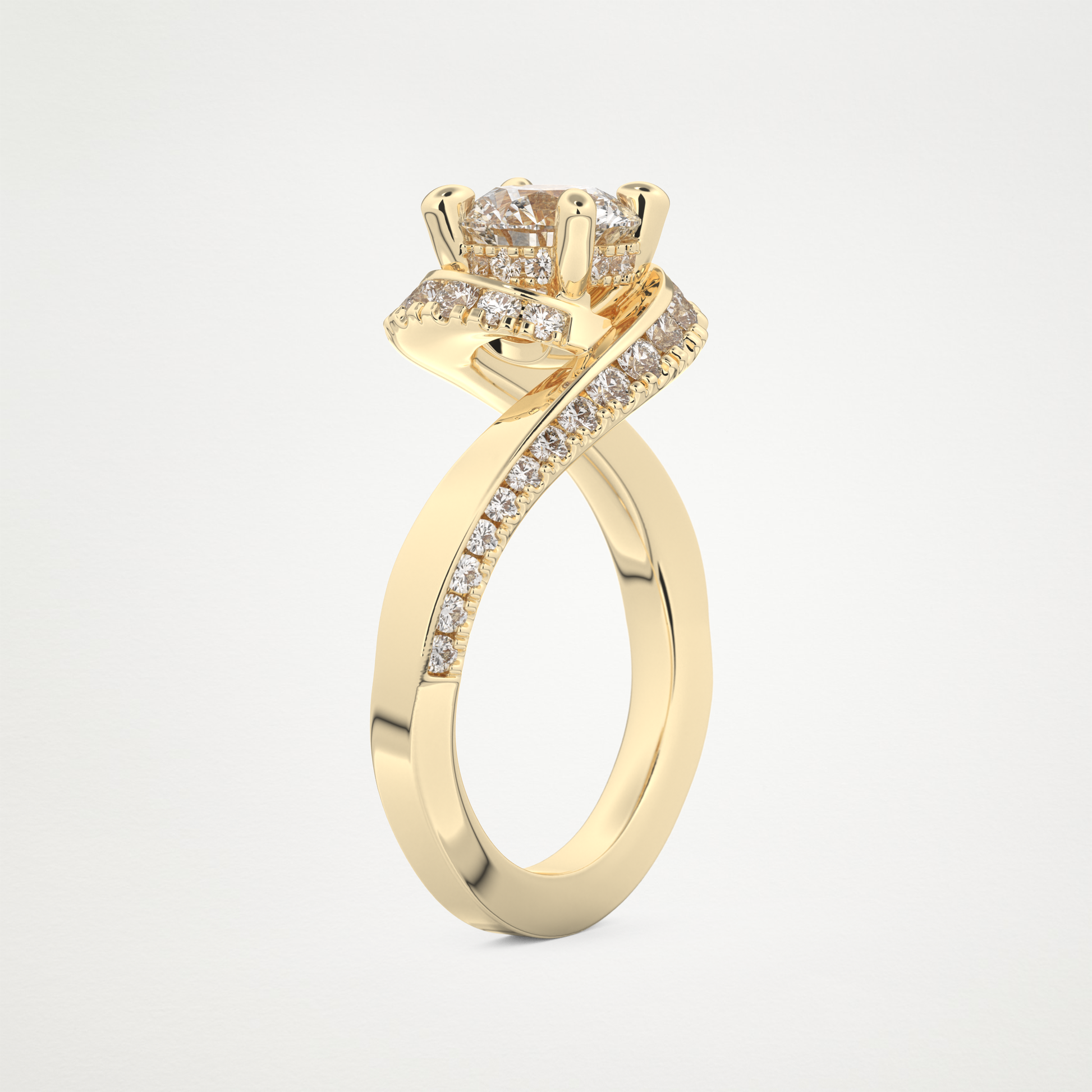 Round Swirl Pave Lab Grown Diamond Engagement Ring