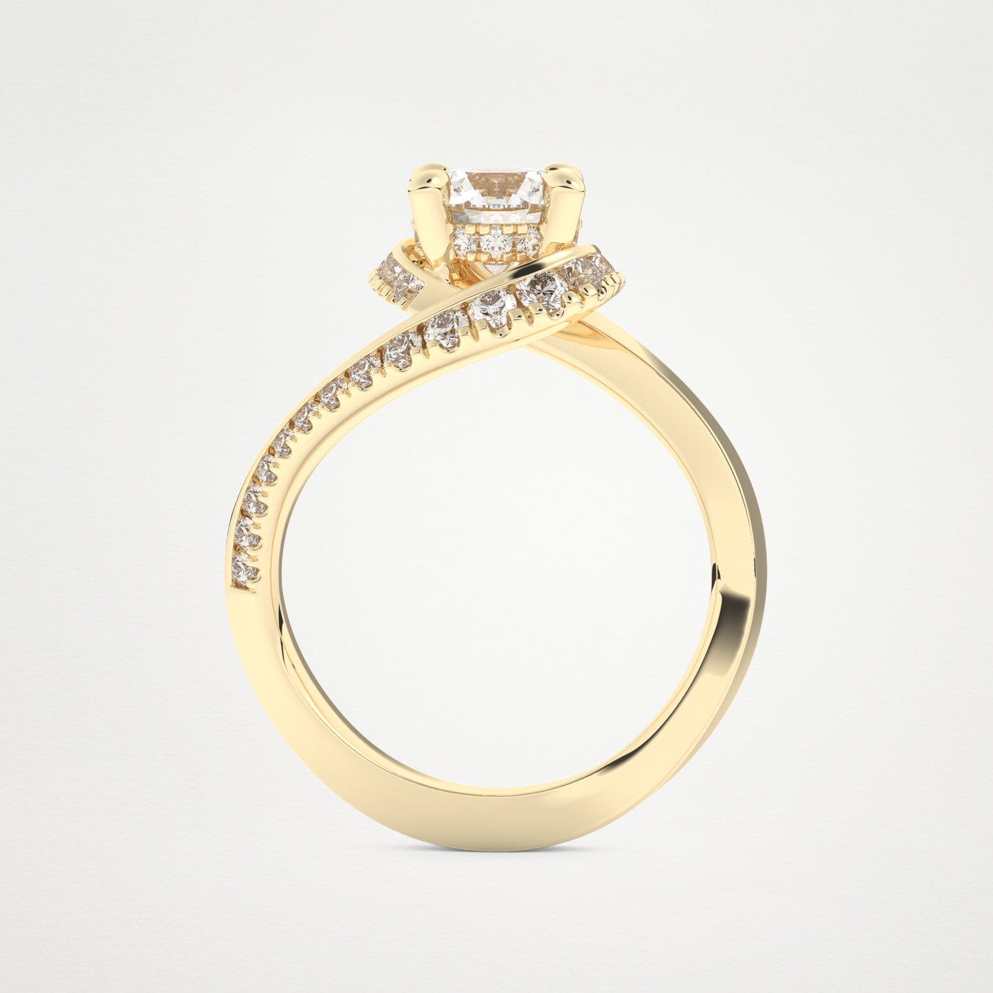 Round Swirl Pave Lab Grown Diamond Engagement Ring