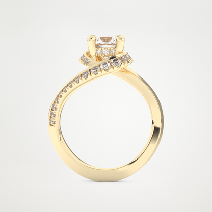 Round Swirl Pave Lab Grown Diamond Engagement Ring