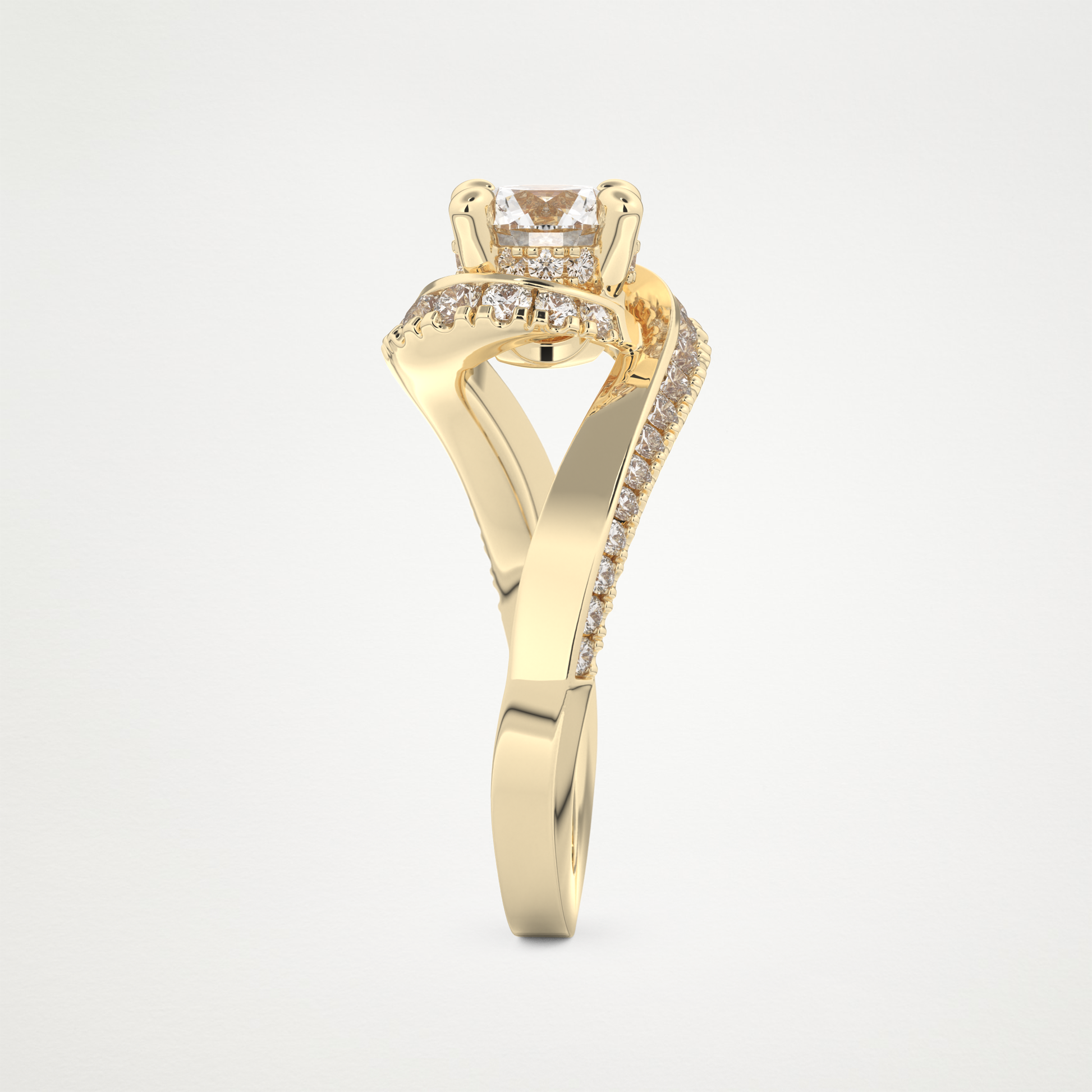 Round Swirl Pave Lab Grown Diamond Engagement Ring