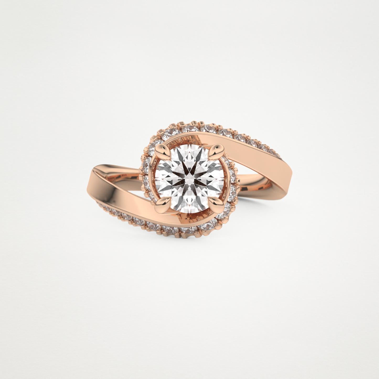 Round Swirl Pave Lab Grown Diamond Engagement Ring
