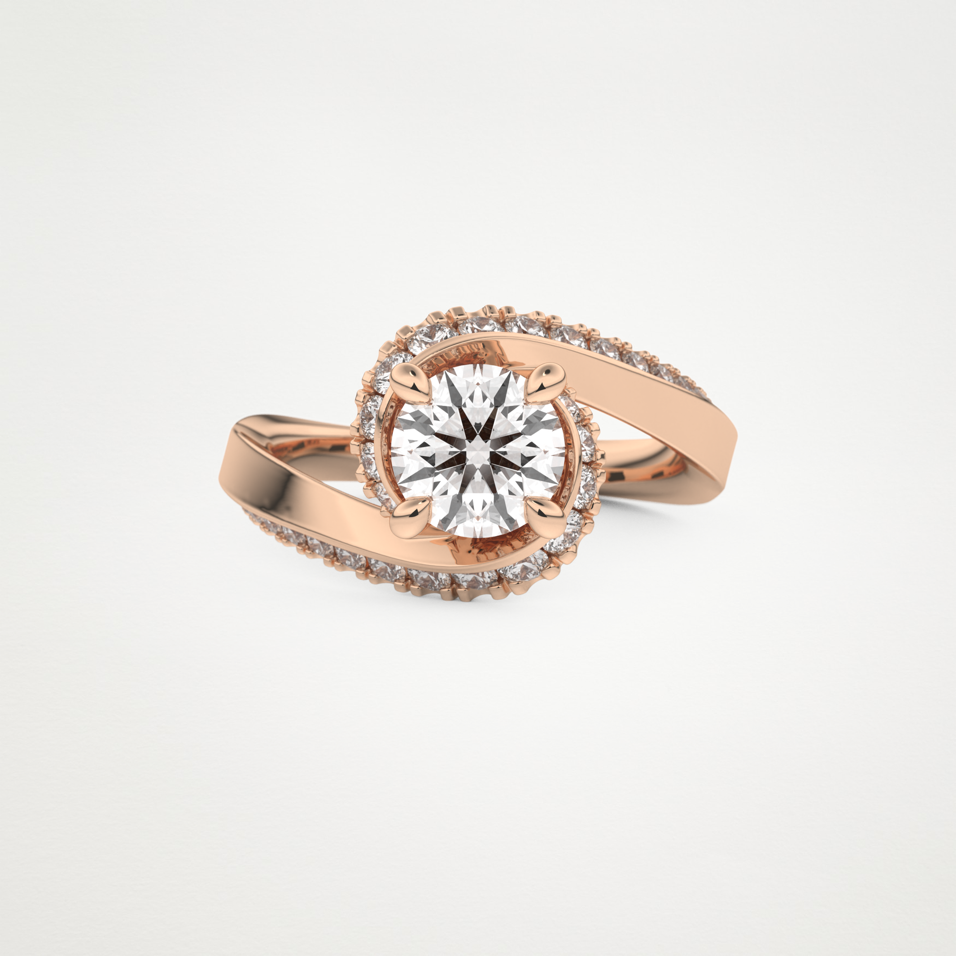 Round Swirl Pave Lab Grown Diamond Engagement Ring