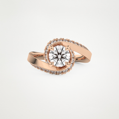 Round Swirl Pave Lab Grown Diamond Engagement Ring