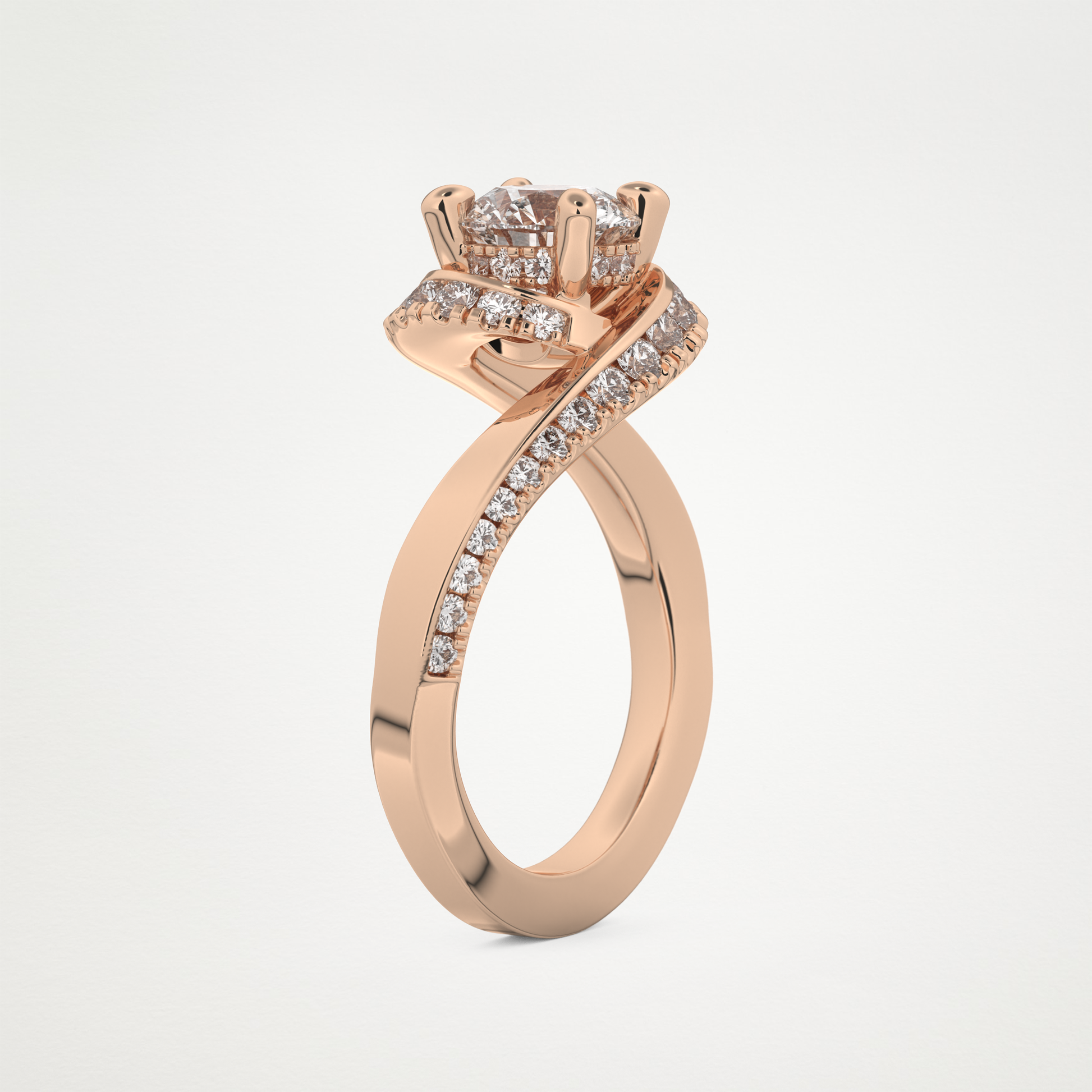 Round Swirl Pave Lab Grown Diamond Engagement Ring