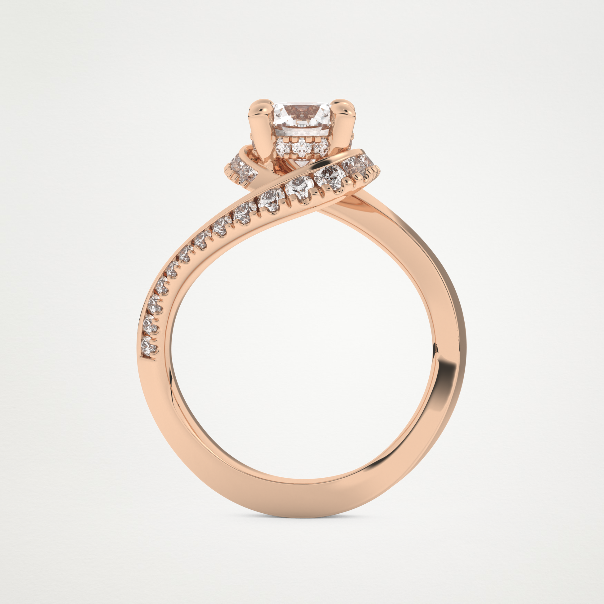 Round Swirl Pave Lab Grown Diamond Engagement Ring